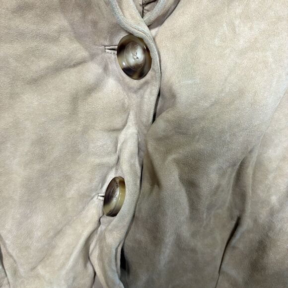 Michael Kors Suede Jacket Women L Tan Boho Moto Cropped Fall Layer Westerncore - Picture 2 of 10